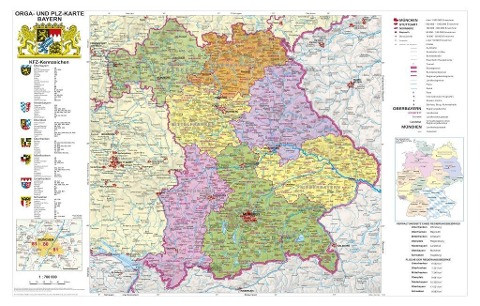 Bayern politisch mit Postleitzahlen