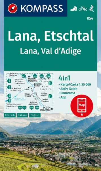 KOMPASS Wanderkarte 054 Lana, Etschtal Lana, Val d¿Adige 1:25.000