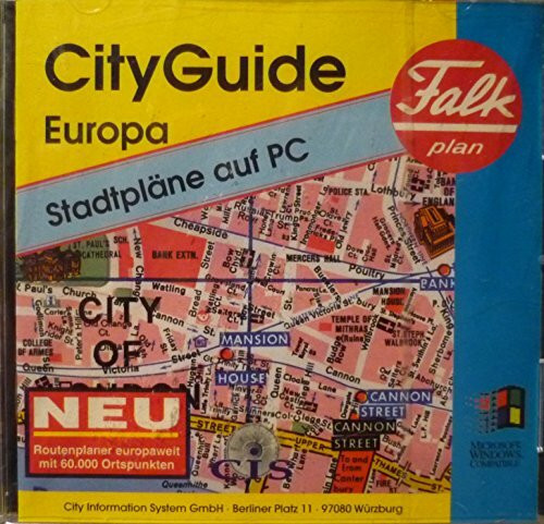 Falkplan CityGuide Europa. CD- ROM für Windows 3.1/95. Europa- Routing. 52 europ. Stadtpläne. 27000 Ortspunkte