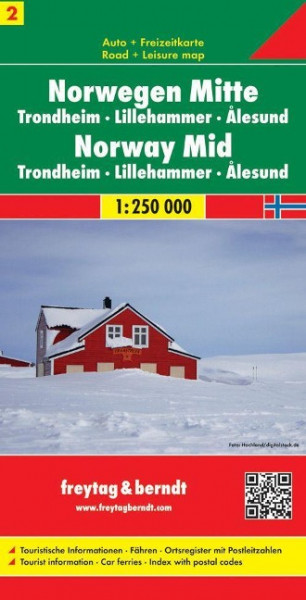 Norwegen Mitte - Trondheim - Lillehammer - Alesund, Autokarte 1:250.000