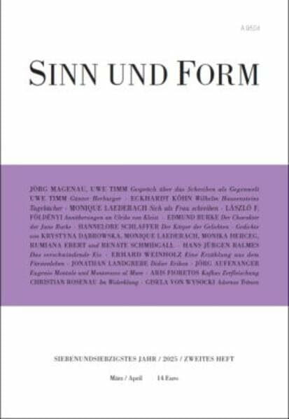 Sinn und Form 2/2025: Beiträge zur Literatur (Sinn und Form: Beiträge zur Literatur)