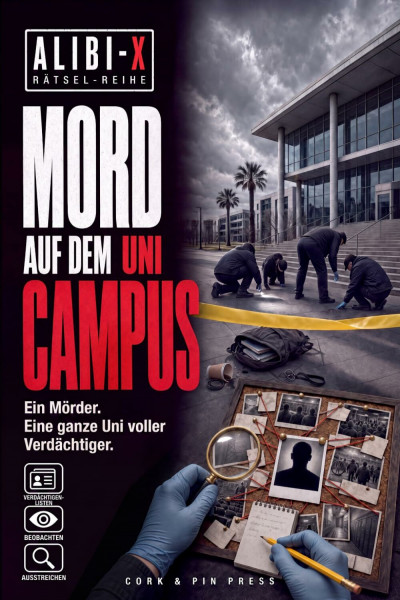 ALIBI-X – Mord auf dem Uni-Campus: Das dunkle Geheimnis der Elite-Universität – Löse 10 spannende Fälle, rette die Unschuldigen und überführe den Täter | Krimi-Rätselbuch für Erwachsene & Teenager