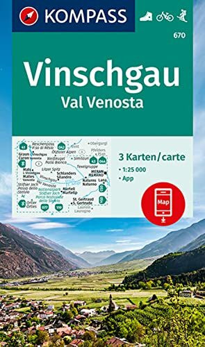 KOMPASS Wanderkarten-Set 670 Vinschgau, Val Venosta (3 Karten) 1:25.000: inklusive Karte zur offline Verwendung in der KOMPASS-App. Fahrradfahren. Skitouren.