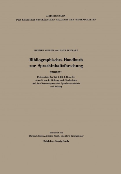Bibliographisches Handbuch zur Sprachinhaltsforschung