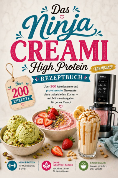 Das Ninja Creami High-Protein Rezeptbuch - Über 200 kalorienarme und proteinreiche Eisrezepte ohne industriellen Zucker - mit Nährwertangaben zu jedem Rezept