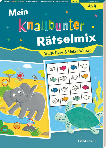 Mein knallbunter Rätselmix. Wilde Tiere & Unterwasser | 96 Seiten Rätselblock | Für Kinder ab 4 Jahren mit Labyrinthen, Zählrätseln, Malspaß & mehr: ... Kindergarten-Kids. (Mal- und Rätselbücher)