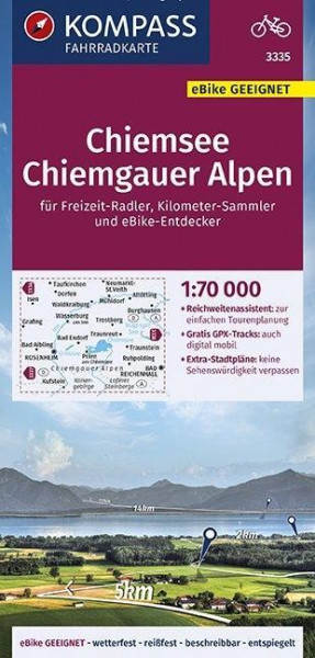 KOMPASS Fahrradkarte Chiemsee, Chiemgauer Alpen 1:70.000, FK 3335