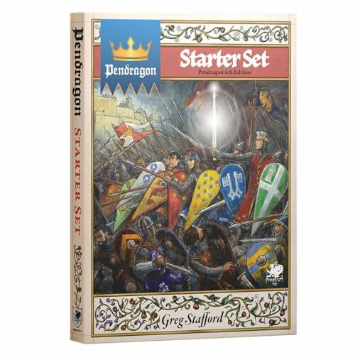 Pendragon Starter Set – King Arthur RPG Boxed Set – Intro Adventure, Campaign, Rules, Pregenerated Characters & Dice – Beginner-Friendly Chivalric Roleplaying Game