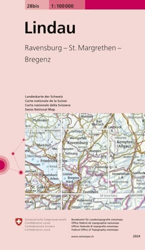 28bis Lindau: Ravensburg - St. Margrethen - Bregenz (Landeskarte 1:100 000)