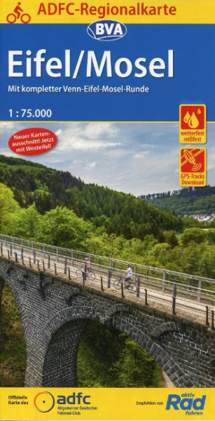 ADFC-Regionalkarte Eifel/ Mosel mit Tagestouren-Vorschlägen, 1:75.000, reiß- und wetterfest, GPS-Tracks Download