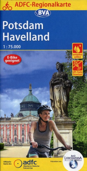 ADFC-Regionalkarte Potsdam Havelland, 1:75.000, reiß- und wetterfest, GPS-Tracks Download