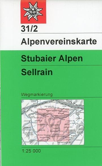 DAV Alpenvereinskarte 31/2 Stubaier Alpen Sellrain 1 : 25 000 Wegmarkierungen