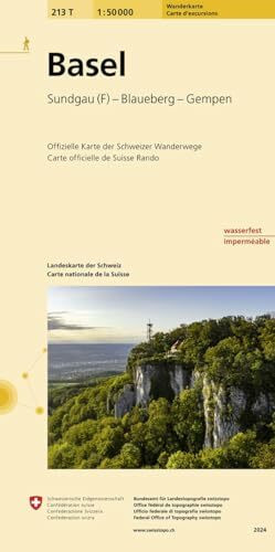 213T Basel Wanderkarte: Sundgau (F) - Blaueberg - Gempen: Laufental - Sundgau (F) - Wiesental (D). Landeskarte der Schweiz. Offizielle Wanderkarte der Schweizer Wanderwege (Wanderkarten 1:50 000)