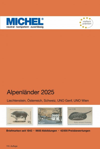 Alpenländer 2025 (E1): Liechtenstein, Österreich, Schweiz, UNO Genf, UNO Wien