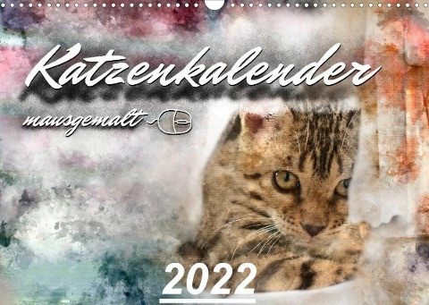 Katzenkalender mausgemalt (Wandkalender 2022 DIN A3 quer)