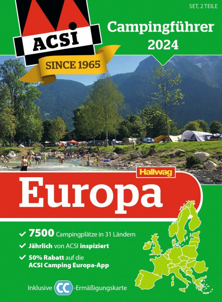 ACSI Campingführer Europa 2024: Bestehend aus 2 Bänden inkl. ACSI CampingCard Ermässigungskarte (Hallwag ACSI Campingführer)
