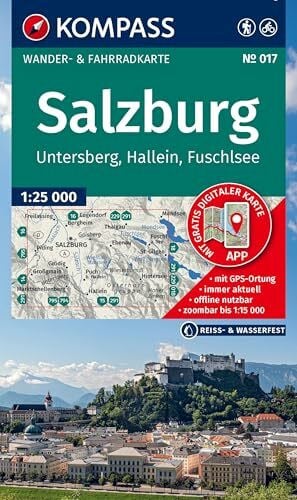 KOMPASS Wanderkarte 017 Salzburg, Untersberg, Hallein, Fuschlsee 1:25.000: Wander- und Fahrradkarte in einem - inklusive Offline-Verwendung in der KOMPASS-App. Wander-& Radwege. Skitouren. Langlaufen.