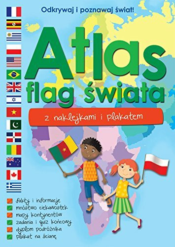 Atlas flag swiata z naklejkami i plakatem