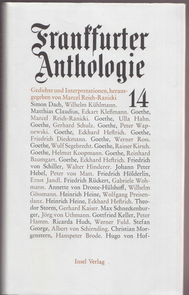 Frankfurter Anthologie. Gedichte und Interpretationen: Frankfurter Anthologie, Bd.14: Vierzehnter Band