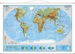 Die Erde, physisch 1 : 40 000 000. Wandkarte Kleinformat mit Metallstäben