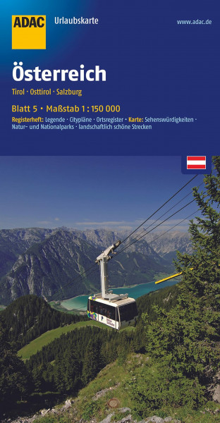 ADAC Urlaubskarte Tirol, Osttirol, Salzburg 1:150.000: Register: Legende, Citypläne, Stadtinfo, Ortsregister. Karte: Sehenswürdigkeiten, Natur- und ... schöne Strecken (ADAC Urlaubskarten)