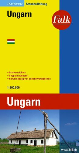 Falk Länderkarte Ungarn 1:300 000: Ortsverzeichnis, Cityplan Budapest, Hervorhebung der Sehenswürdigkeiten