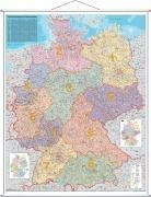 Postleitzahlen-Karte Deutschland 1 : 750 000. Wandkarte Grossformat mit Metallstäben