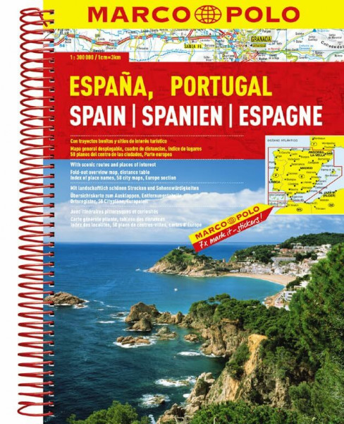 MARCO POLO Reiseatlas Spanien, Portugal 1:300.000: Mit landschaftlich schönen Strecken und Sehenswürdigkeiten. Übersichtskarte zum Ausklappen, ... Europateil (MARCO POLO Reiseatlanten)