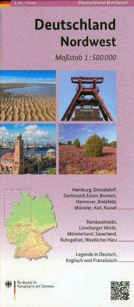 Topographische Karte der Bundesrepublik Deutschland 1 : 500 000 Nordwest (N)
