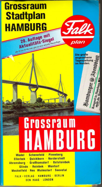 Falkplan Hamburg. Großraum- Stadtplan. 1 : 17 000 bis 1 : 40 000.