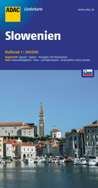 ADAC Länderkarte Slowenien 1:200.000: Register: Legende, Cityplan, Ortsregister mit Postleitzahlen. Karte: Sehenswürdigkeiten, Natur- und ... schöne Strecken (ADAC LänderKarten)