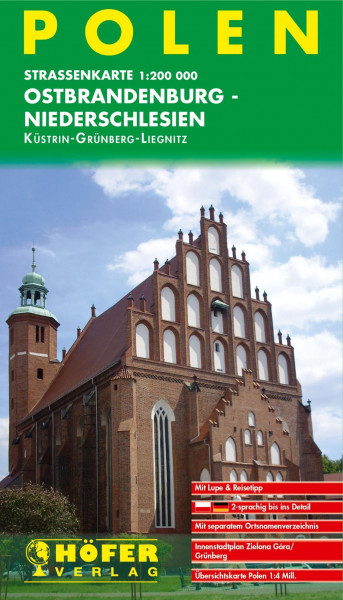 Höfer Polen PL 002. Ostbrandenburg - Niederschlesien - Küstrin /Grünberg /Liegnitz 1:200 000. Straßenkarte