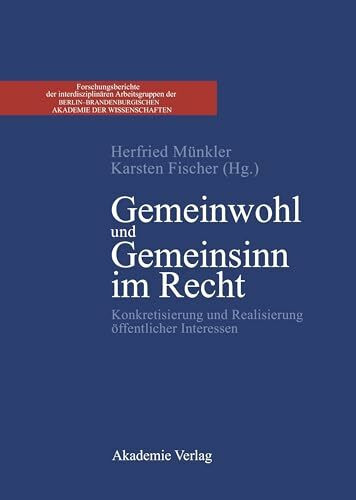 Gemeinwohl und Gemeinsinn im Recht: Konkretisierung und Realisierung öffentlicher Interessen (Forschungsberichte der interdisziplinären Arbeitsgruppe ... Akademie der Wissenschaften)