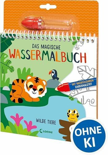 Das magische Wassermalbuch - Wilde Tiere: Male die spannenden Motive mit dem enthaltenen nachfüllbarem Zaubermalstift immer wieder aus! - Für Kinder ab 3 Jahren