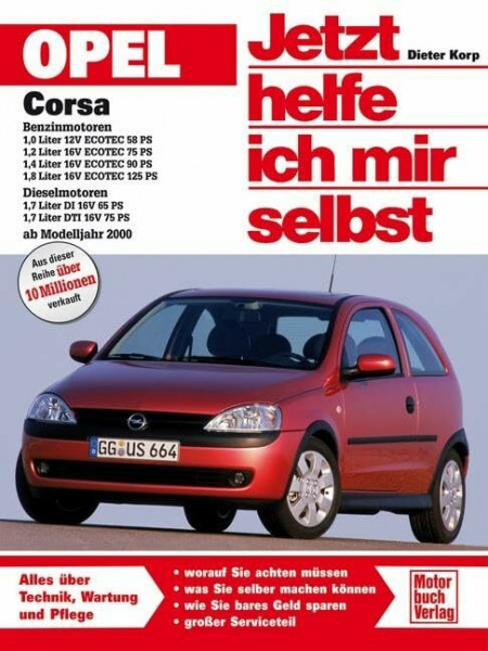 Opel Corsa C Benzin-und Dieselmotoren ab Modelljahr 2000: Benzinmotoren: 1,0 Liter 12V, ECOTEC 58 PS; 1,2 Liter 16V, ECOTEC 75 PS; 1,4 Liter 16V, ... DTI 16V 75 PS (Jetzt helfe ich mir selbst)
