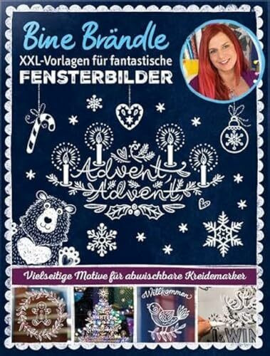 Bine Brändle XXL-Vorlagen für fantastische Fensterbilder, Vorlagenmappe mit Motiven in Orginalgröße: Vielseitige Motive für abwischbare Kreidemarker ... für Fensterbilder, Mega Sammelmappe 1)
