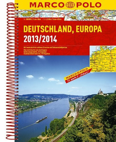 Marco Polo Reiseatlas Deutschland, Europa 2013/2014 1:300.000: Mit landschaftlich schönen Strecken und Sehenswürdigkeiten. Übersichtskarte zum ... Stadtdurchfahrtskarten, 35 Citypläne