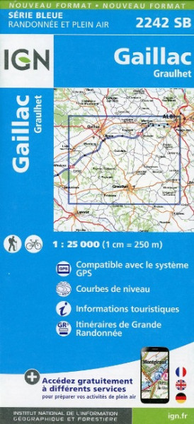 Gaillac Graulhet 1 : 25 000 Carte Topographique Serie Bleue Itineraires de Randonnee