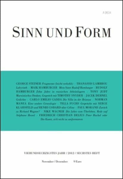 Sinn und Form 6/2012 (Sinn und Form: Beiträge zur Literatur)