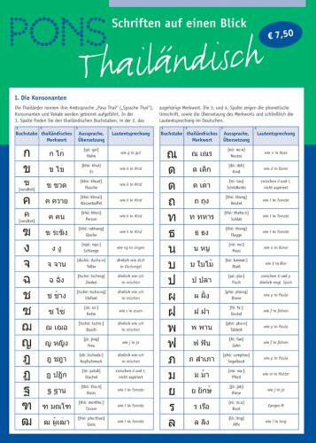 PONS Schriften auf eine Blick Thailändisch: kompakte Übersicht; alle Schriftzeichen
