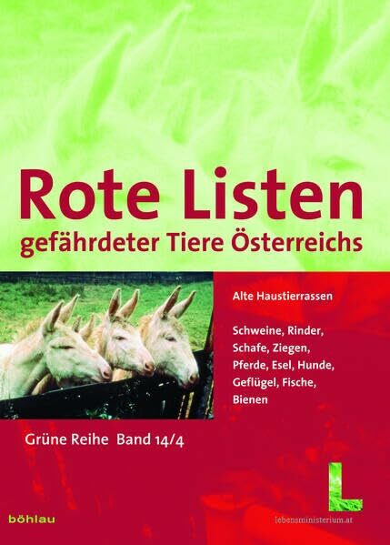 Grüne Reihe des Lebensministeriums, Band 14/5: Rote Listen gefährdeter Tiere Österreichs: Alte Haustierrassen. Schweine, Rinder, Schafe, Ziegen, ... ... Gefährdungsanalysen, Handlungsbedarf