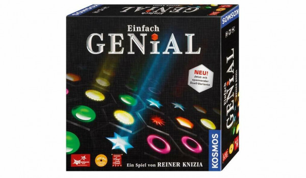 KOSMOS 696115 Einfach Genial, Brettspiel, Familienspiel für 1-4 Personen ab 8 Jahre, Legespiel, Reiner Knizia, Geschicklichkeit, mit Duell-Variante