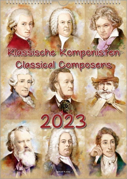 Komponisten-Kalender, ein Musik-Kalender 2023, DIN A3