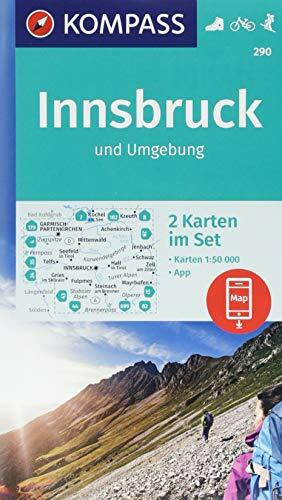 KOMPASS Wanderkarte Innsbruck und Umgebung: 2 Wanderkarten 1:50000 im Set inklusive Karte zur offline Verwendung in der KOMPASS-App. Fahrradfahren. Skitouren. (KOMPASS-Wanderkarten, Band 290)