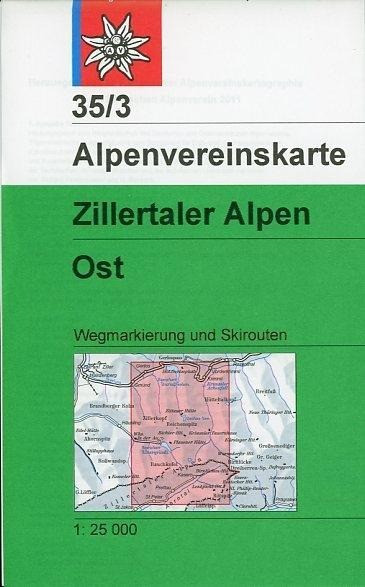 DAV Alpenvereinskarte 35/3 Zillertaler Alpen Ost 1 : 25 000 Wegmarkierung