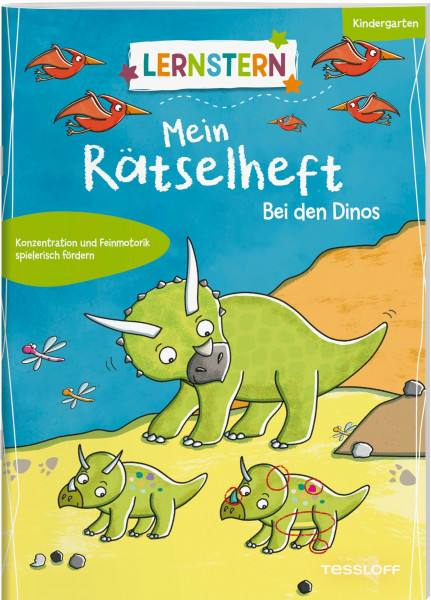 LERNSTERN. Mein Rätselheft Kindergarten. Bei den Dinos | Mit vielen bunten Rätseln | Fördert die Konzentration und Feinmotorik | Für Kinder ab 4 ... und Feinmotorik spielerisch fördern