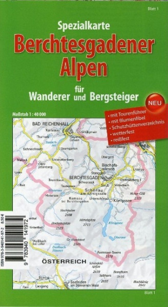 Spezialkarte Berchtesgadener Alpen für Wanderer und Bergsteiger 1 : 40.000