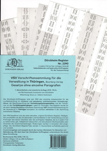 DürckheimRegister® VSV THÜRINGEN Nr. 2290 (2019/2020), BOORBERG Verlag