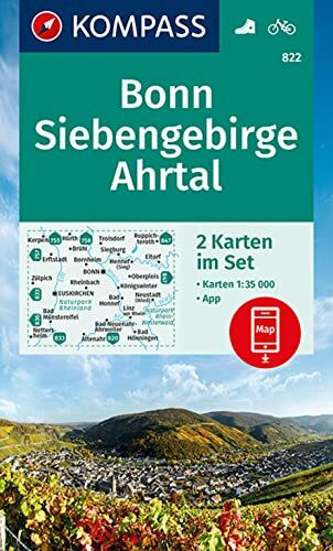 KOMPASS Wanderkarten-Set 822 Bonn, Siebengebirge, Ahrtal (2 Karten) 1:35.000: inklusive Karte zur offline Verwendung in der KOMPASS-App. Fahrradfahren.