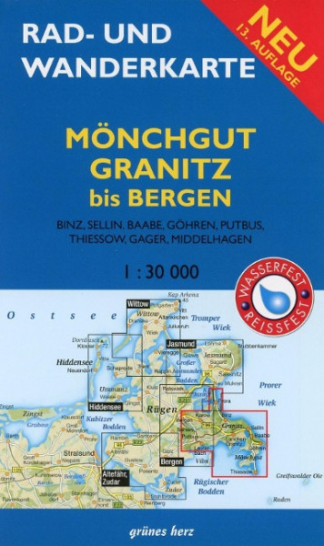 Rad- und Wanderkarte Mönchgut, Granitz, bis Bergen 1 : 30 000